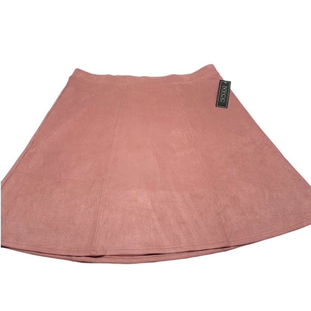 •-, NYCC Faux Suede Blush Pink A-Line Skirt N3